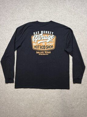Gas Monkey Garage T Shirt Mens Size 2XL Black Long Sleeve Crew Neck